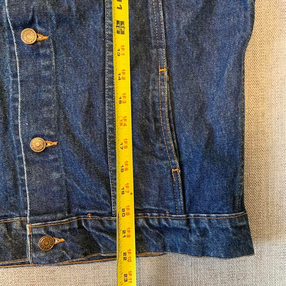 Vintage 90s Plain Pockets dark blue denim jacket - Picture 7 of 7